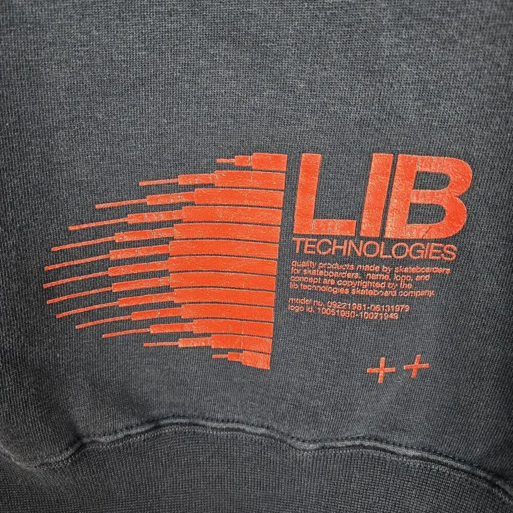 Vtg Lib Tech Skateboard Hoodie Sz S Black Streetwear Grunge Y2K Skater